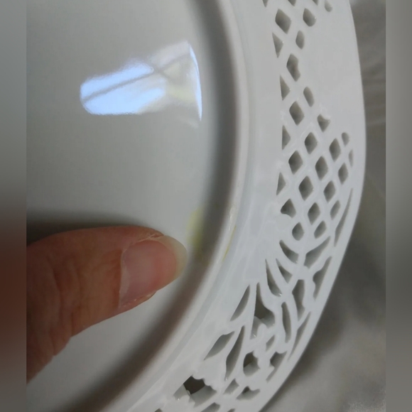 Vtg Oscar De La Renta 2 tier serving tray tidbit dessert blue floral tea party - Picture 11 of 12